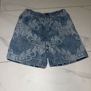 Kid Burberry Denim Jean Shorts set with Logo Pattern WORN ONCE